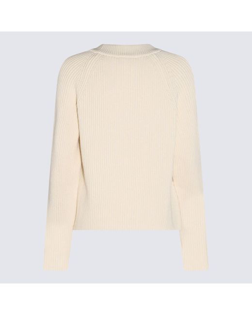 AMI Natural Ivory Cotton And Wool Blend Sweater