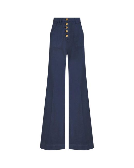 Etro Blue Flare Jeans With Pegasus Buttons