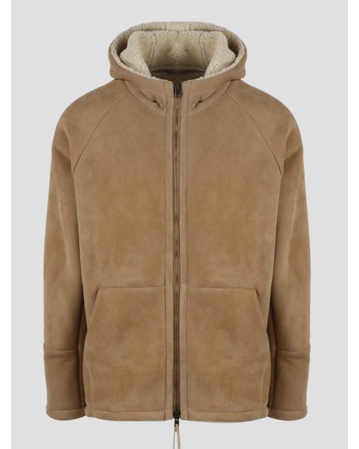 Salvatore Santoro Hooded Shearling Jacket in Brown for Men Lyst
