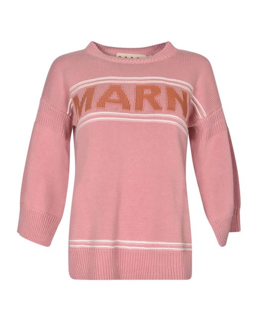 Marni Pink Logo Chest Sweater