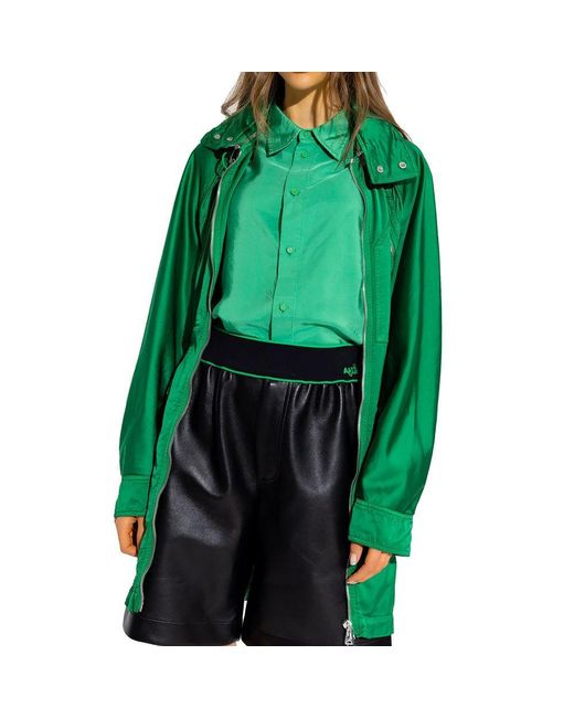 Bottega Veneta Green Satin Parka