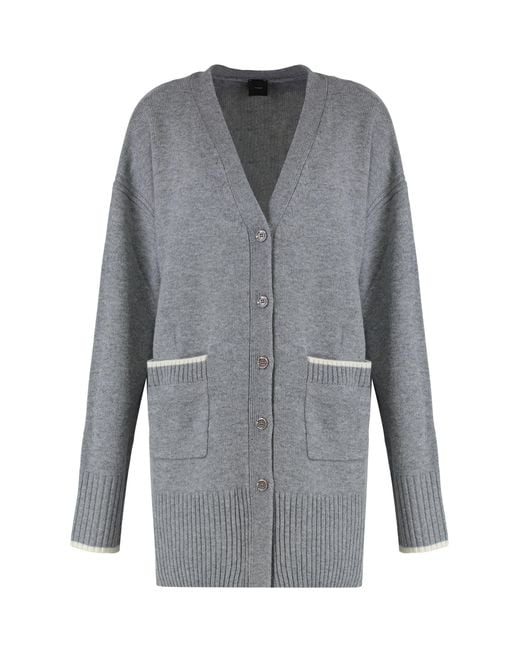 Pinko Gray Cardigan Tasmania Wool-Cashmere Cardigans