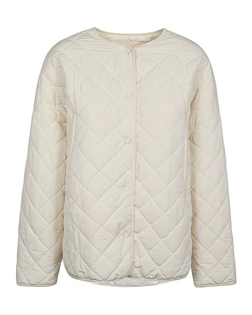 Sandbeige White Quilted Nylon Jacket