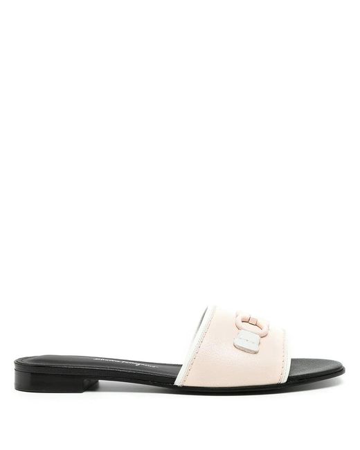 Ferragamo White Ferragamo Rhodes Gancini-Logo Sandals