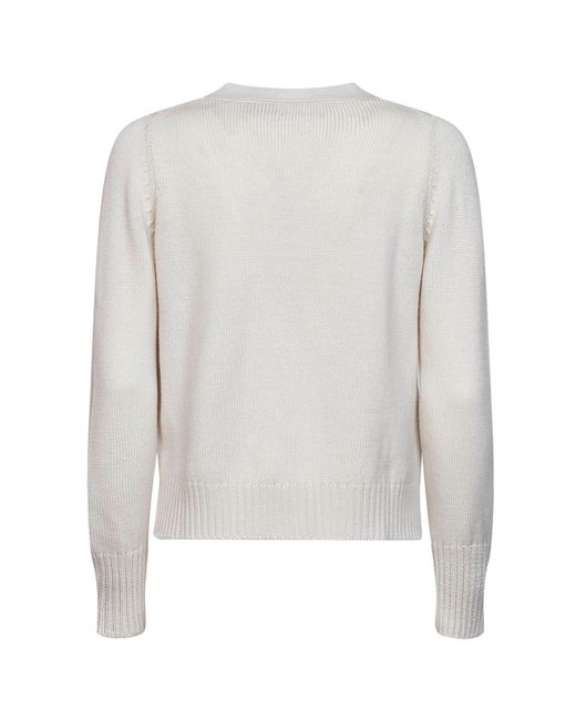 Blanca Vita White Virgin Wool Knit Cardigan