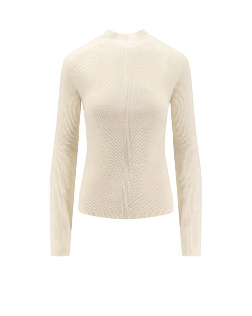 Boss White Foliora Virgin Wool Turtleneck