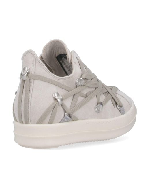 Rick Owens White Megalaced Low Sneaks Sneakers