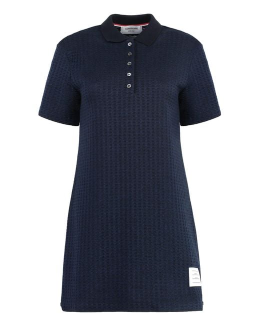 Thom Browne Blue Cotton Mini Dress