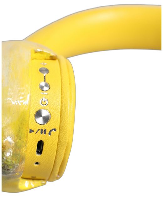 Dolce & Gabbana Yellow Vibrant Lemon Leather Headset Headphones