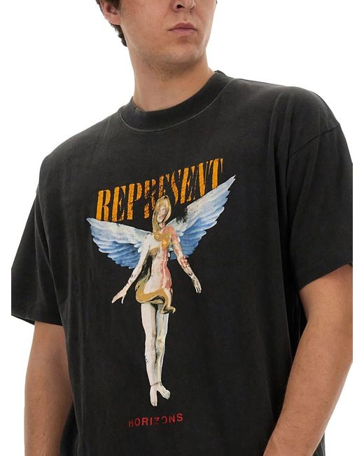Represent Black "Reborn" Print T-Shirt for men