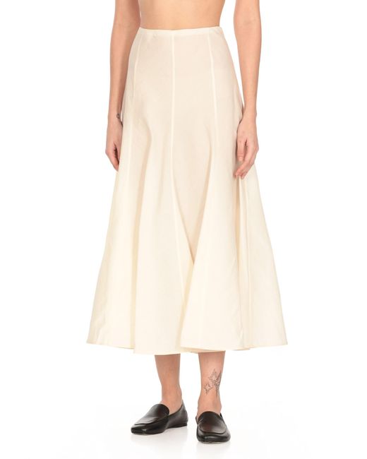 Khaite White Natural Natural Silk And Cotton Skirt