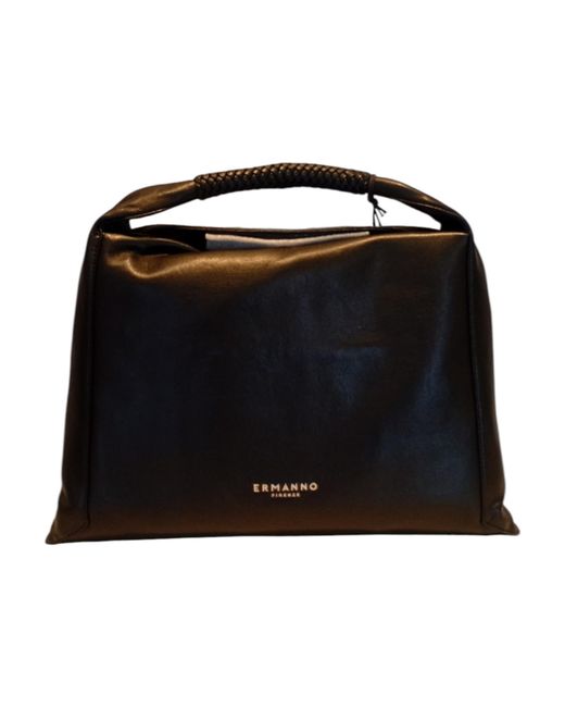 Ermanno Scervino Black Large Hobo Avery Calf Leather