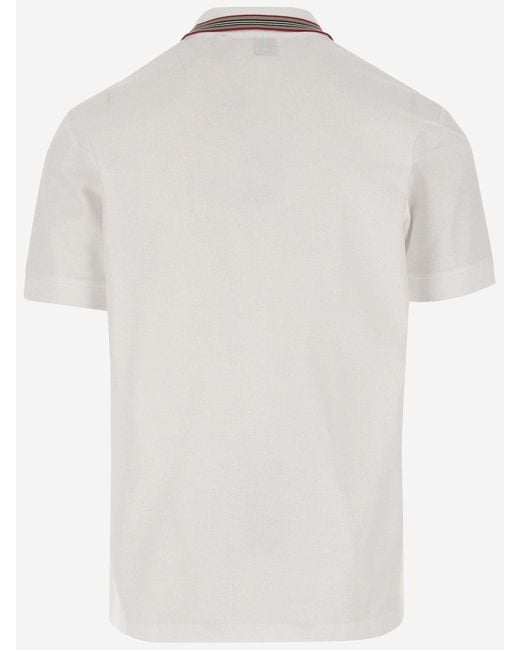 Burberry White Cotton Pique Polo Shirt for men