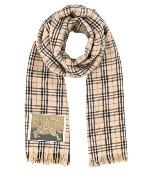 Burberry Natural Embroidered Wool Blend Scarf