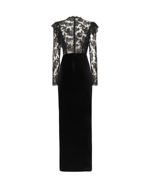 Alessandra Rich Black Velvet And Lace Dress