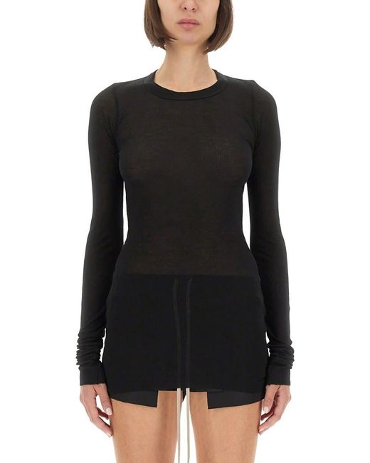 Rick Owens Black Ribbed" T-Shirt
