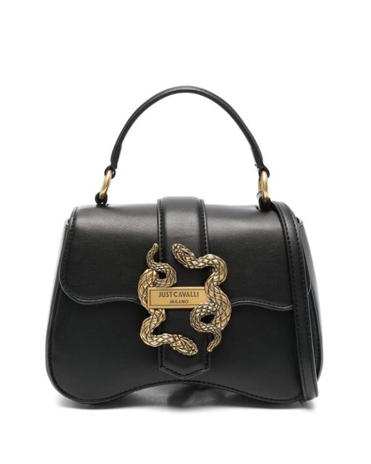 Just Cavalli Black Logo-Buckle Tote Bag