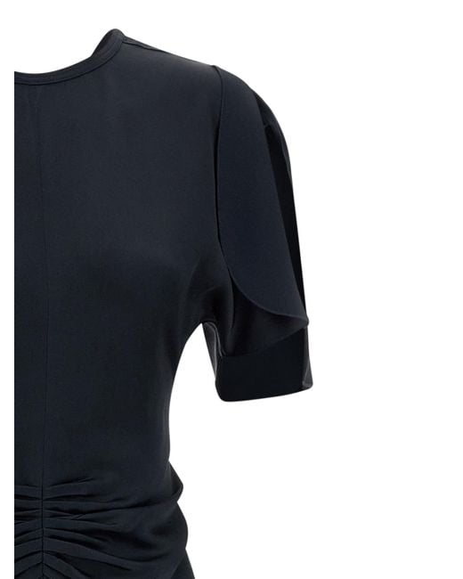 Victoria Beckham Blue Gathered Waist Dress