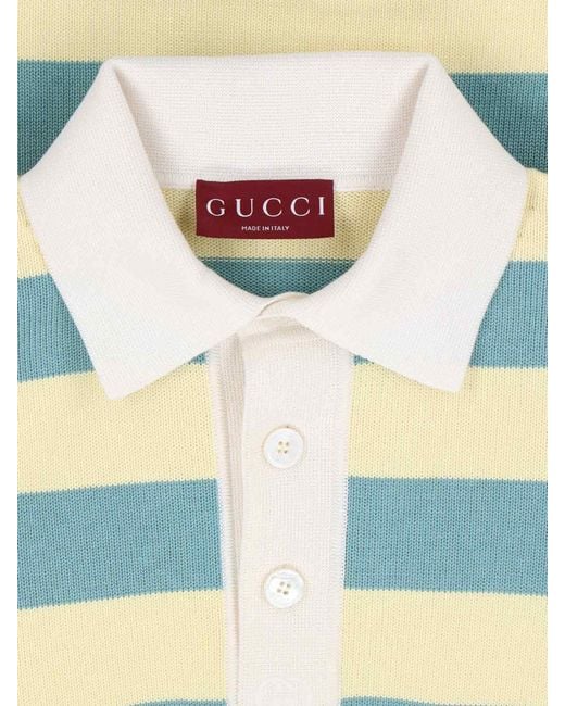Gucci Blue Striped Polo Shirt for men