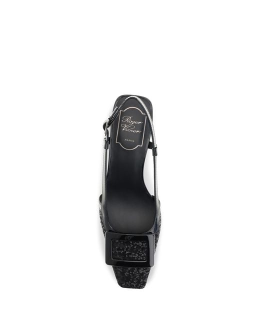 Roger Vivier Black Slingback Pumps Belle Vivier Leather Calf Sandal