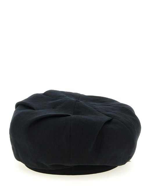 Yohji Yamamoto Black Linen Fatcap Hat for men