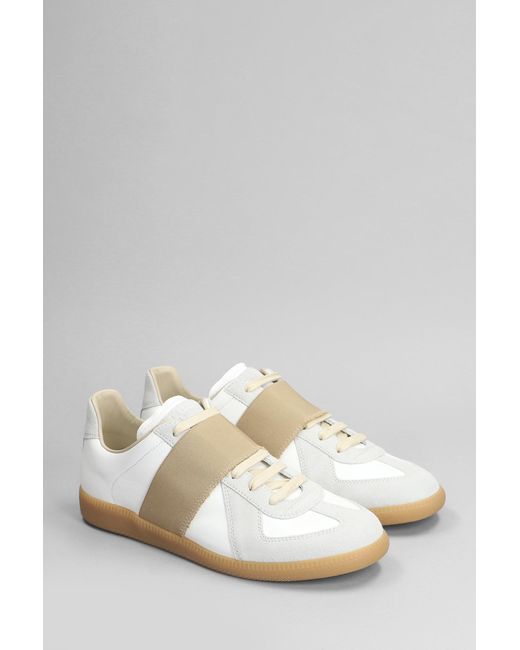 Maison Margiela Replica Sneakers In White Suede And Leather for men