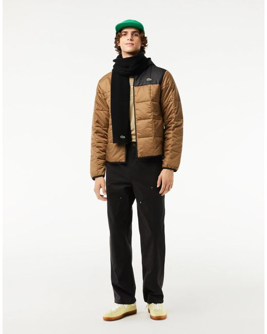 Lacoste Brown Waterproof Colour-Block Puffer Jacket for men