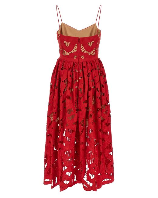 Self-Portrait Bow Embroidered Midi' Dress