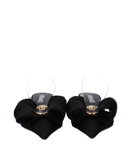 Versace Black Satin Flat Sandals