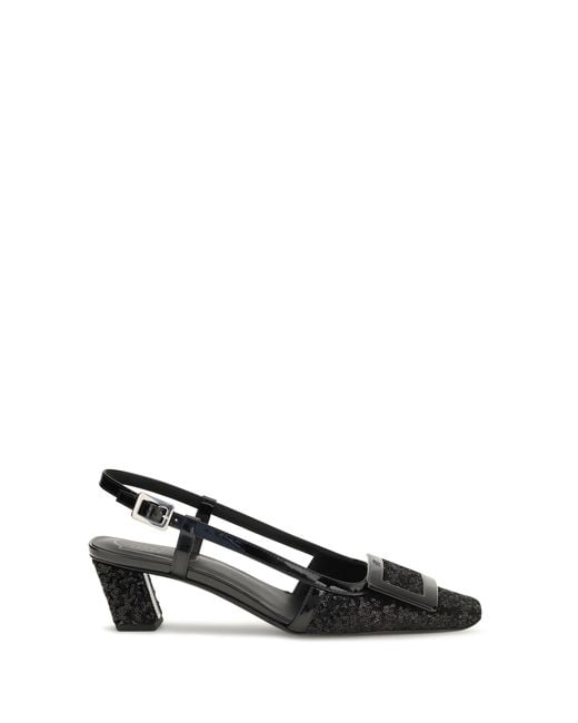 Roger Vivier Black Slingback Pumps Belle Vivier Leather Calf Sandal