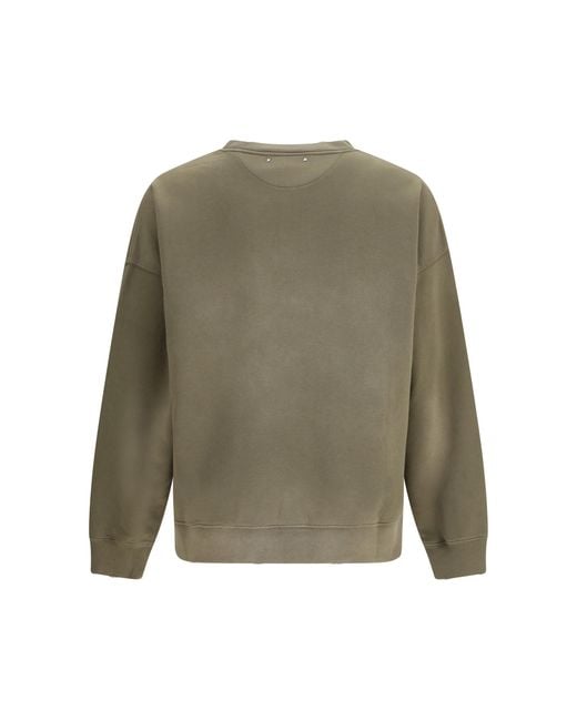Golden Goose Deluxe Brand Green Journey Crew Neck Garment-Dyed Cotton Fleece Sweatshirts for men