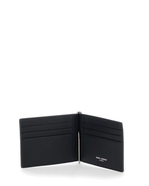 Saint Laurent Black Zip Wallet Leather Calfskin for men
