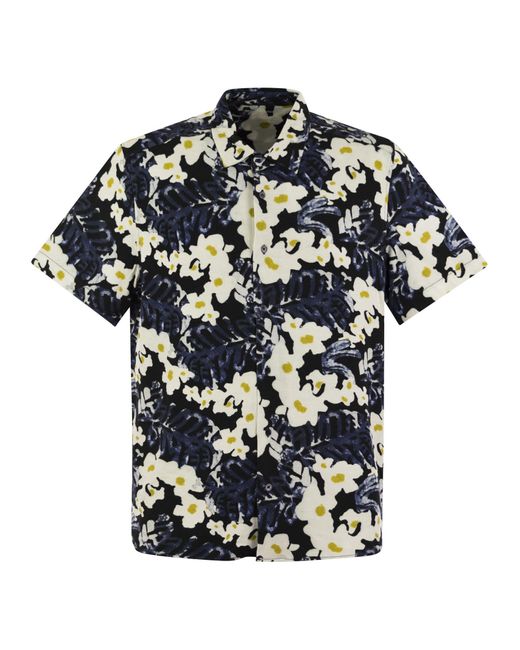Majestic Filatures Multicolor Flowered Short-Sleeved Shirt for men