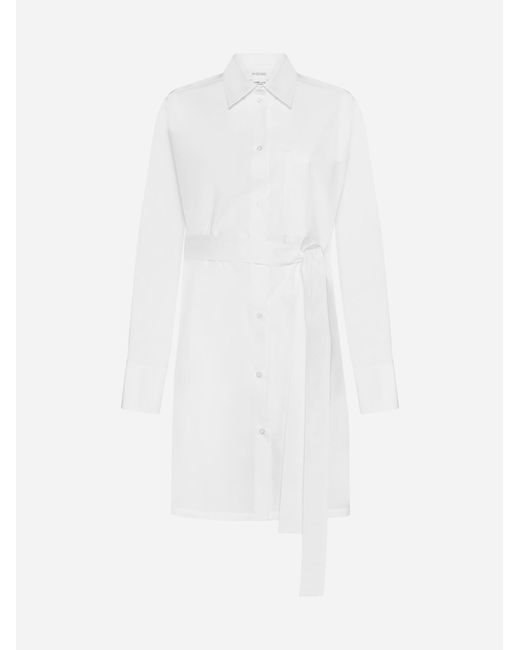 Sportmax White William Cotton-Blend Shirt Dress