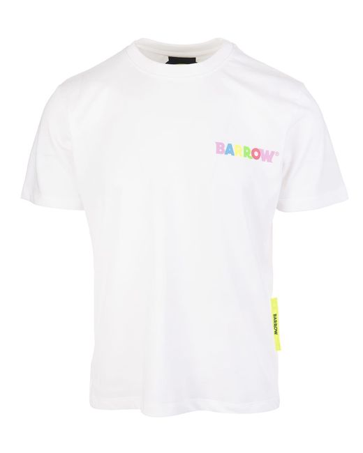 Barrow White T-shirt With Rainbow Planet Logo Print | Lyst
