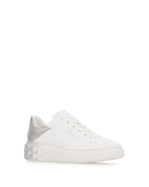 Jimmy Choo White Leather Diamond Maxi/F Ii Sneakers