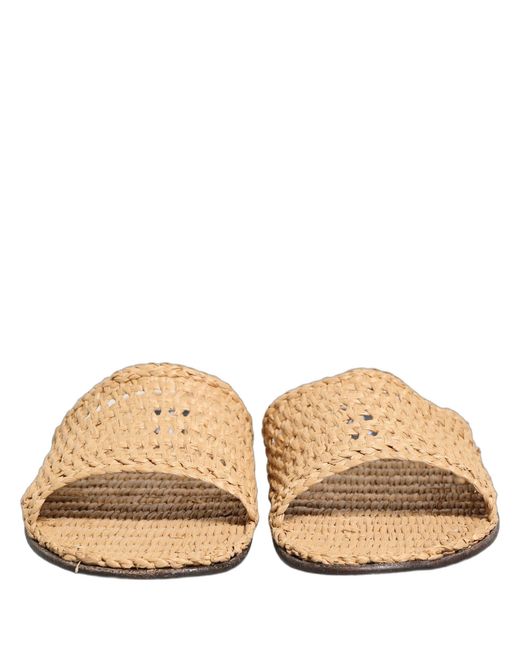 Dolce & Gabbana Natural Straw Raffia Slides Sandals Flats Shoes for men