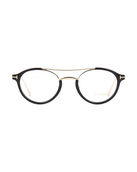 Tom Ford Brown Eyeglasses Round Full Rim, - Frame And Clear Demo Lenses Lens Ft5515001 for men