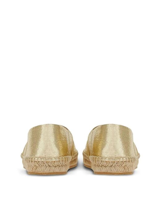 Ferragamo Natural Logo-Embroidered Metallic Espadrilles