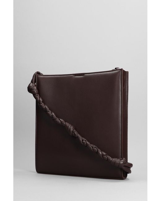 Jil Sander Gray Shoulder Bag In Brown Leather