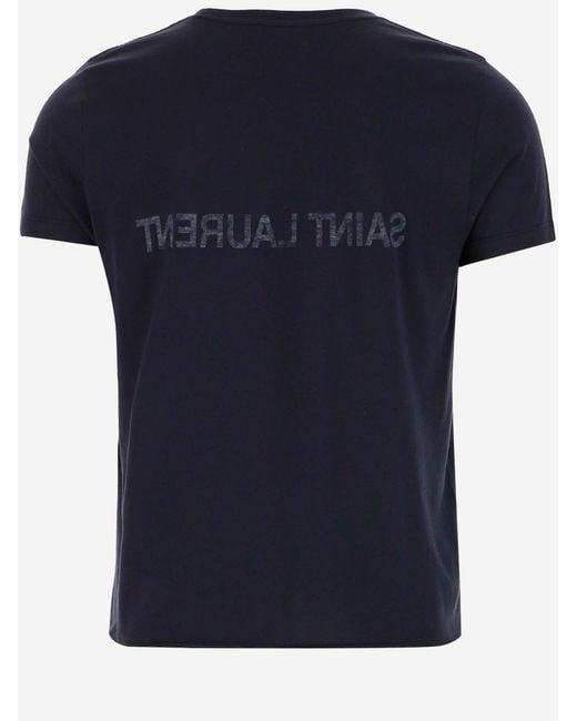 Saint Laurent Blue T-Shirt Cotton T-Shirts for men