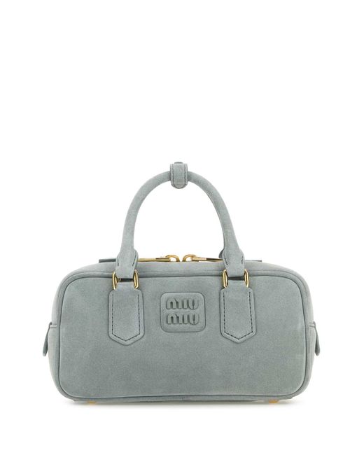 Miu Miu Gray Powder Blue Suede Arcadie Handbag