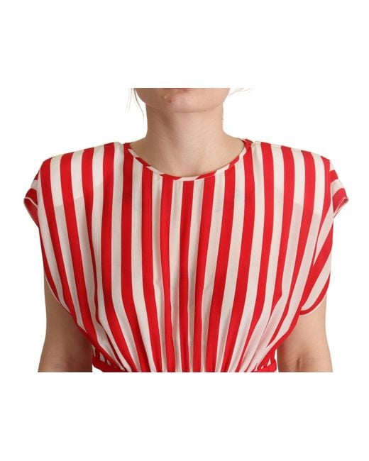 Dolce & Gabbana Red White Stripes Silk Mini A-line Dress