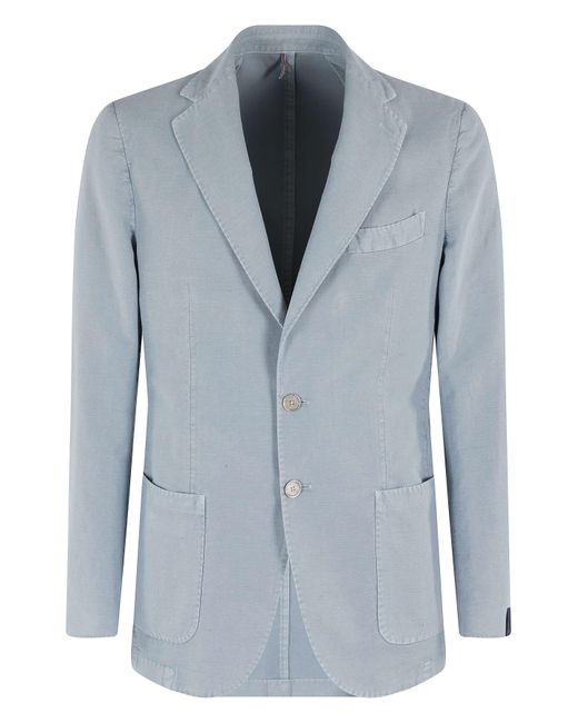 Santaniello Blue Armatura A Tessitura Tubbica Cotone Lino Giacca for men