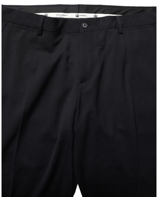 Dolce & Gabbana Black Wool Tapered Leg Dress Trouser Pants for men