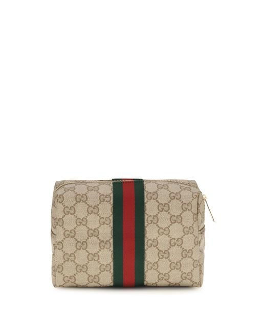 Gucci Multicolor Beauty Case With Web Stripe Fabric Make Up Bags