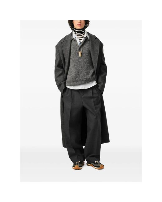 AMI Black Tailored Carrot Fit Wool Trousers for men