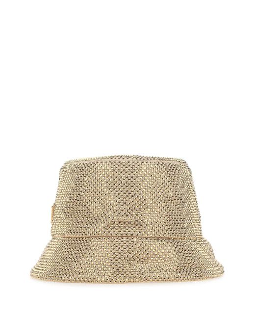 Prada Natural Crystal-embellished Satin Bucket Hat