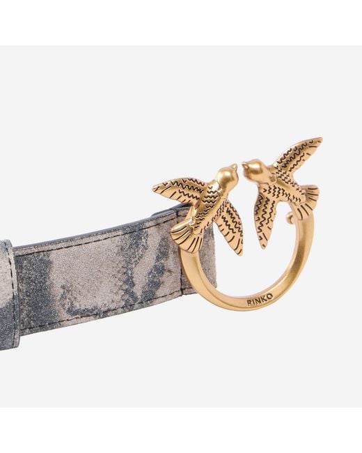 Pinko White Leather Belt Animal Print
