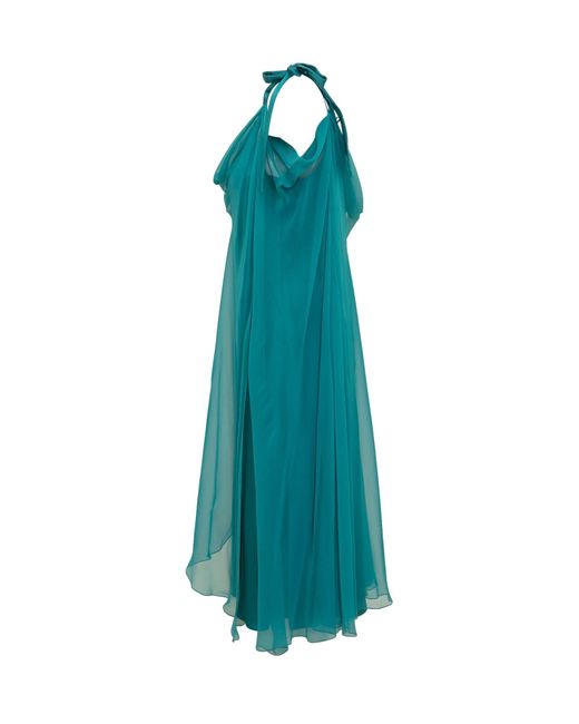 Alberta Ferretti Blue Silk Chiffon Dress